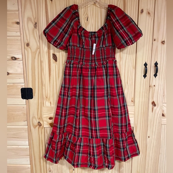 J. Crew NWT Christmas Plaid Midi Dress M Smocked Puff Sleeve Good Tidings $148 - Picture 8 of 17